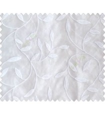 Pure white on white base small leaves on stem continuous embroidery sheer curtain